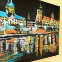 Toruń - obraz akrylowy miasto i rzeka (50x40 cm)