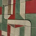Abstrakcja I - ceramiczny obraz boho folk, gotowy do zawieszenia