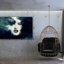 Mroczny obraz na płótnie Kobieta i ptaki 120x80 cm