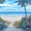 Obraz ręcznie malowany 'Ku dzikiej plaży' - format A4