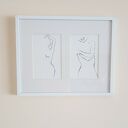Dwie postacie w ramie 24/30 cm - komplet obrazów z tuszu na papierze akwarelowym