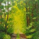 OBRAZ RĘCZNIE MALOWANY AKRYLOWY "NA SKRAJU LASU" - 30x24cm