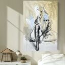Blue 100x70 - obraz nad łóżko do sypialni w ciepłych beżach i niebiesiach