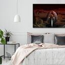 Czerwony obraz fantasy ze smokiem i gotyckim aniołem 120x80 cm