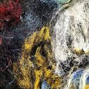 Koń w Ruchu - Obraz z Włókien, Mocne Kontrasty, Rękodzieło 100x70