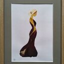 Ręcznie wykonany obraz z suszonych kwiatów 21x30 cm - elegancka kobieca sylwetka