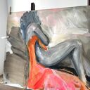 Orange - pomarańczowy obraz akrylowy 100x70 do sypialni