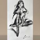 Czarno-biała grafika „I Love Boots” - rysunek węglem 60x90 cm do sypialni