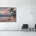 Obraz na płótnie 120x80 cm - plaża, palmy i zachód słońca