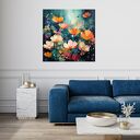 Zielony obraz abstrakcyjna łąka kwietna - kolorowy obraz wdyruk na płótnie 50x50 cm