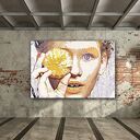 Obraz na płótnie Kobieta w stylu pop art - pomarańczowy portret 120x80 cm