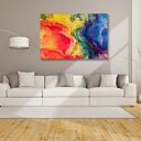 Obraz abstrakcyjny na płótnie 120x80 cm - płynne kolory czerwieni i niebieskiego