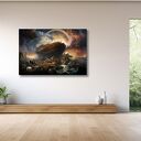 Obraz Arka Noego na płótnie 120x80 cm - statek, zwierzęta i tęcza