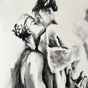 Lovers - oryginalny szkic węglem 100x70 cm