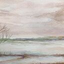 Pejzaż akwarelowy 15x25 cm - oryginalna praca sygnowana Pauliny Lebidy