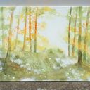 Akwarela „Świetlisty Las” - ręcznie malowany obraz na płótnie 50 x 70 cm