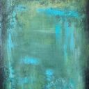 Abstrakcja w zieleniach - obraz akrylowy na płótnie 100x70 cm