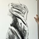Szkic Kobiety 100x70 cm - obraz z węgla na białym papierze