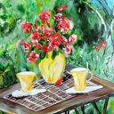 Obraz akrylowy „A cup of tea” - ręcznie malowany na płótnie 50x40x2 cm