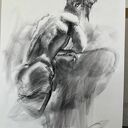 Szkic mężczyzny 100x70 - czarno-biały obraz do sypialni