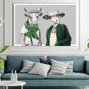 Stylowe Krowy - Humorystyczny Obraz na Płótnie do Nowoczesnego Wnętrza 120x80