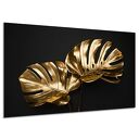 Obraz na płótnie do salonu złote LIŚCIE 6 monstera glamour loft 120x80