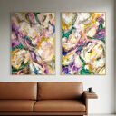 Zestaw obrazów ręcznie malowanych 100x70 cm - kolorowa abstrakcja