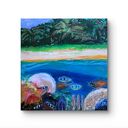 Underwater 4 - ręcznie malowany obraz morze w turkusach 40x40 cm