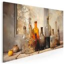 Obraz do kuchni - MARTWA NATURA Z BUTELKAMI NA PARAPECIE VINTAGE RUSTYKALNY KLIMAT