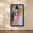 Neon Pink 55x80 - kobiecy obraz na papierze w neonowym różu