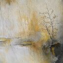 Żurawie abstrakcyjny pejzaż obraz ręcznie malowany