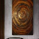 Obraz ręcznie malowany 80x160cm w kolorach miedziany i złoty