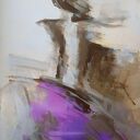 Purple 100x70 - fioletowy obraz kobieta Louka