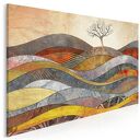 Obraz na płótnie - DRZEWO WZGÓRZE FALE POLE - 70x50 cm (72601)