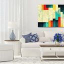 Obraz abstrakcyjny ABSTRAKCJA 27 - czerwone pionowe pasy na płótnie 120x80 cm