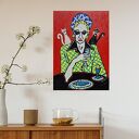 Obraz olejny „Ona i dwa cienie” - portret kobiety z kotami