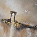 Żurawie abstrakcyjny pejzaż obraz ręcznie malowany /3/