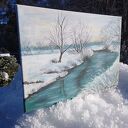 OBRAZ RĘCZNIE MALOWANY AKRYLOWY "POD BIAŁĄ PIERZYNĄ"