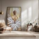 Baletnica na lnianym płótnie - ręcznie malowany obraz olejny 70x100 cm