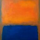 Abstrakcyjny obraz akrylowy 60x50 cm w pomarańczach i granacie