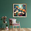 Zielony obraz abstrakcyjna łąka kwietna - kolorowy obraz wdyruk na płótnie 50x50 cm