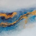Abstrakcja - obraz akrylowy 60x50 cm w niebiesko-złotej tonacji