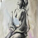 Błękitna - obraz 100x70 cm do sypialni i nad łóżko