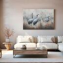 Żurawie w trzcinach - obraz do salonu 70x50 cm na płótnie