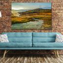 Islandia na płótnie - obraz z gejzerem i górami 120x80 cm