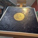 Obraz akrylowy w ramce "Miranda" 33x33 - granat, złoto i kosmiczny klimat
