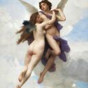 Romantyczna tapeta Amor i Psyche z motywem XIX-wiecznego malarstwa