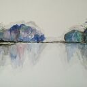 Akwarela abstrakcja „Brzeg” 28,2 x 21 cm - ręcznie malowana