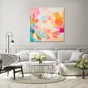 Pomarańczowy pastelowy obraz abstrakcyjny - obraz wydruk na płótnie 50x50 cm w pastelowych kolorach