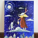 Magiczne gwiazdki marzeń - Giclee (obraz na płótnie kot i anioł)